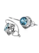 Vintage craft Earrings Aquamarine Sterling silver 925 vec117s